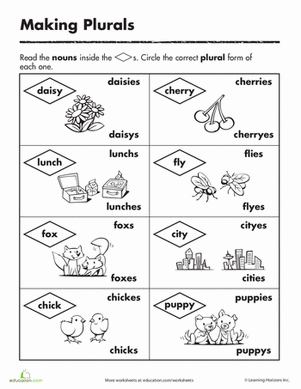 simple worksheet plural nouns