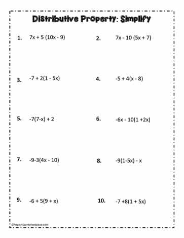 Simplify the Expressions Google Quiz and Print Worksheets