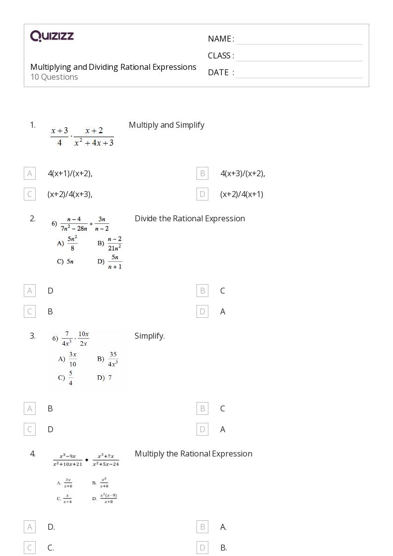 simplify multiply and divide rational expressions worksheet answers