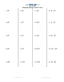simplify radical worksheet