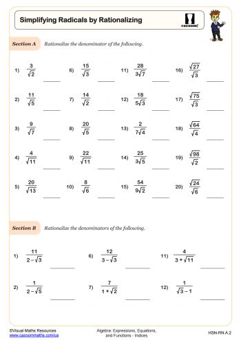 simplify radical worksheet