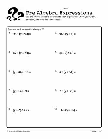 simplifying and evaluating expressions worksheet