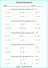 Printable algebra and pre-algebra math worksheets for math grades ...