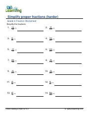 simplifying fractions worksheet grade 4