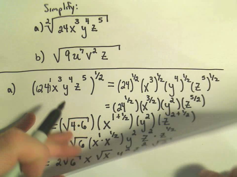 simplifying radical expressions with variables worksheet