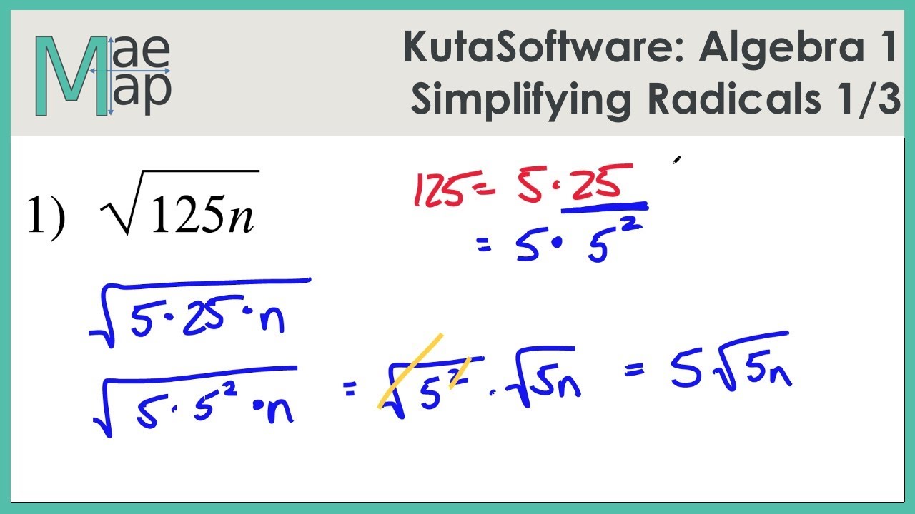 KutaSoftware: Algebra 1- Simplifying Radicals Part 2 - YouTube