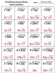 simplifying radicals with variables worksheet
