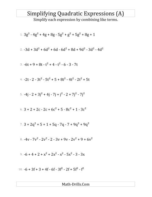 Free simplifying variable expressions worksheet, Download Free ...
