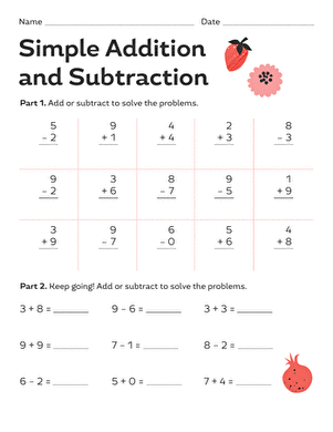 Simple Addition and Subtraction | Interactive Worksheet ...