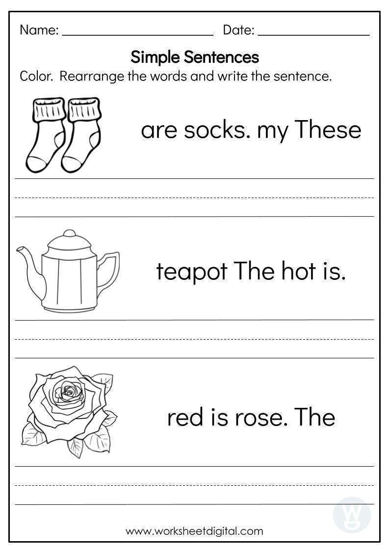 Simple Sentences - Worksheet Digital