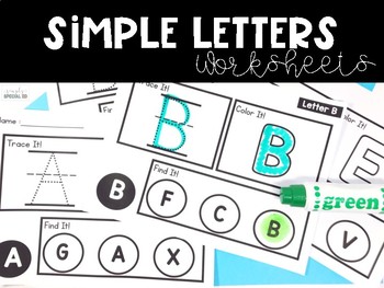 Simple Letters: Worksheets for Special Education