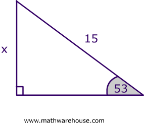 Sine, Cosine and Tangent to find side length of a right triangle