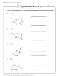 sine cosine tangent worksheet