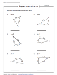 sine cosine tangent worksheet