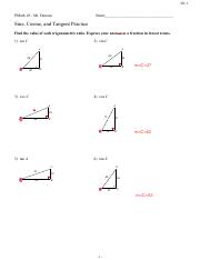 sine cosine tangent worksheet