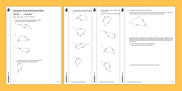 sine law worksheet