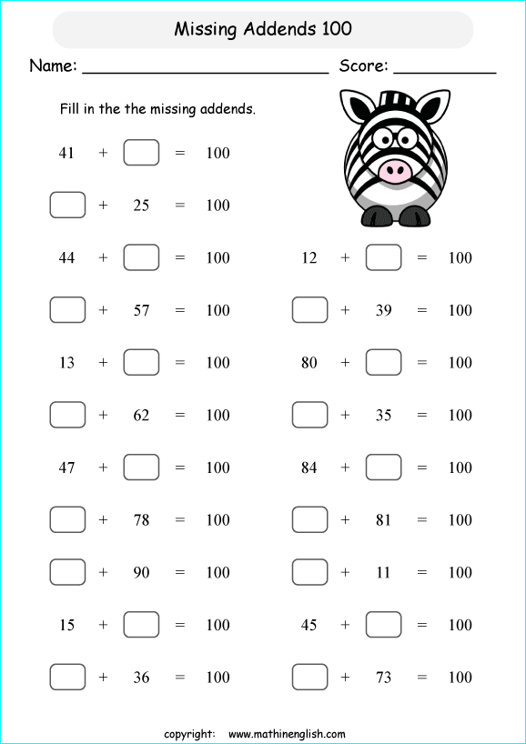Printable primary math worksheet for math grades 1 to 6 based on ...