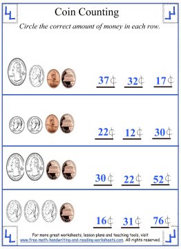 single coin coin counting worksheet