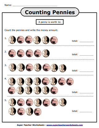single coin coin counting worksheet
