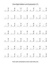 single digit addition and subtraction