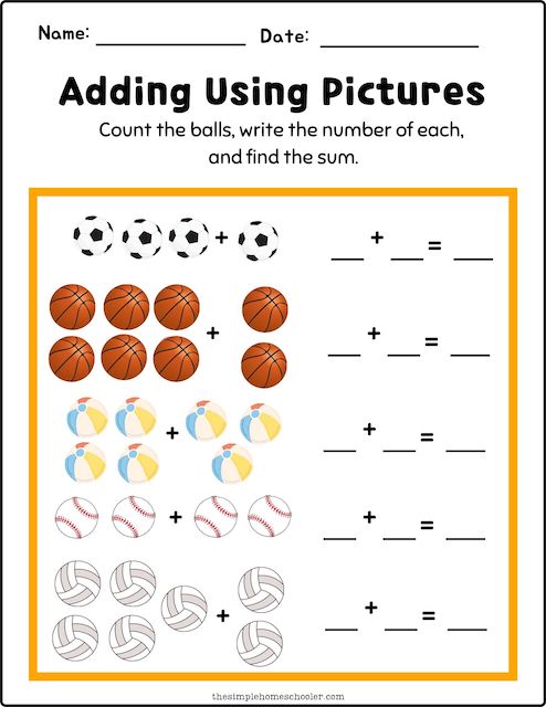single digit addition to 10 worksheet
