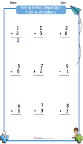 single digit addition worksheet for