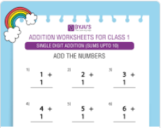 Single Digit Addition Worksheets for Grade 1 Kids- Free Printables