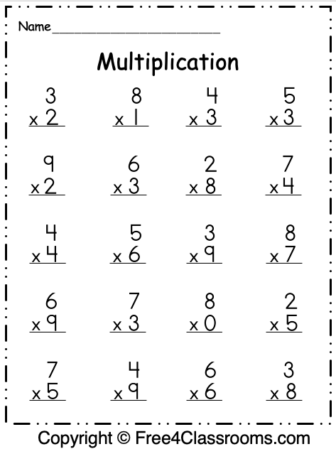 Free 1 Digit Multiplication Worksheet - Free Worksheets ...
