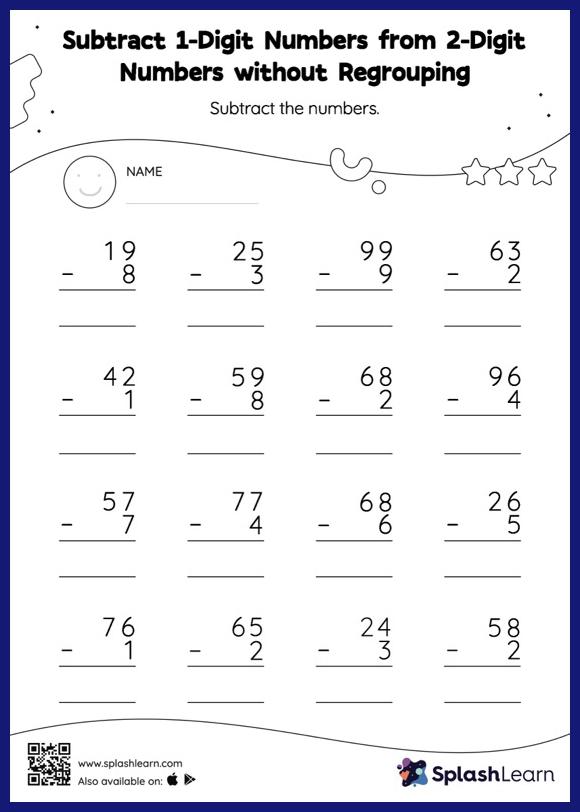 Add and Subtract 2-Digit and 1-Digit Numbers without Regrouping ...