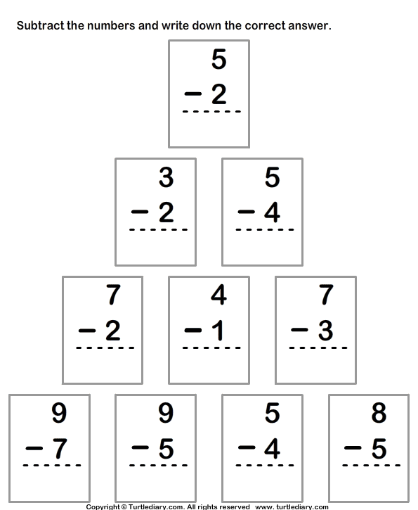 single digit subtraction worksheet