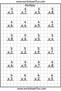 Single Digit Multiplication - Eight Worksheets / FREE Printable ...