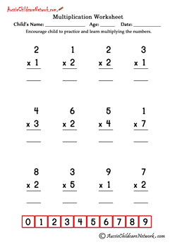 Single Digit Simple Multiplication Worksheets - Aussie Childcare ...