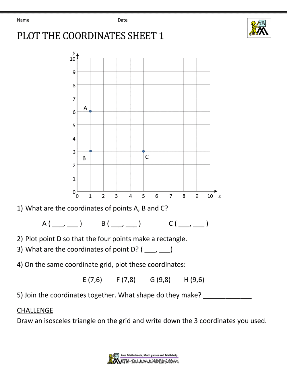 Coordinate Worksheets