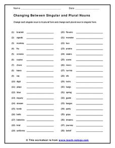 singular and plural noun worksheet