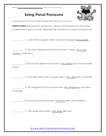 singular and plural pronoun worksheet