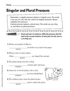 singular and plural pronoun worksheet