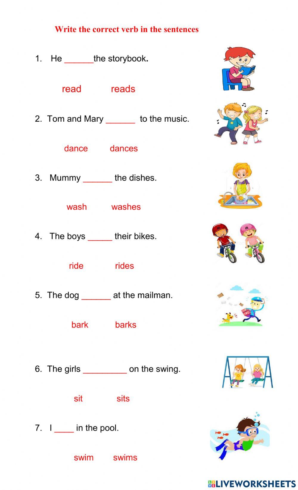 singular and plural verbs worksheet for grade 2