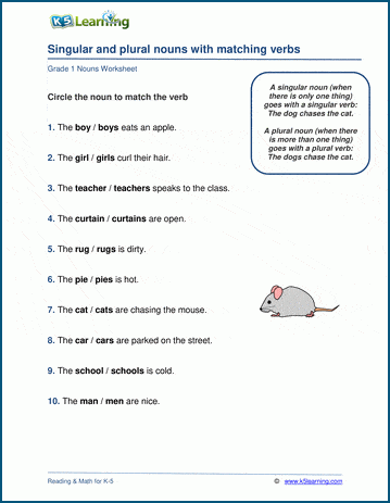 singular and plural verbs worksheet for grade 2