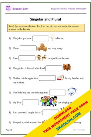 singular and plural verbs worksheet