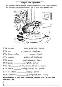 Subject Verb Agreement: Singular and Plural Verbs Worksheet for ...