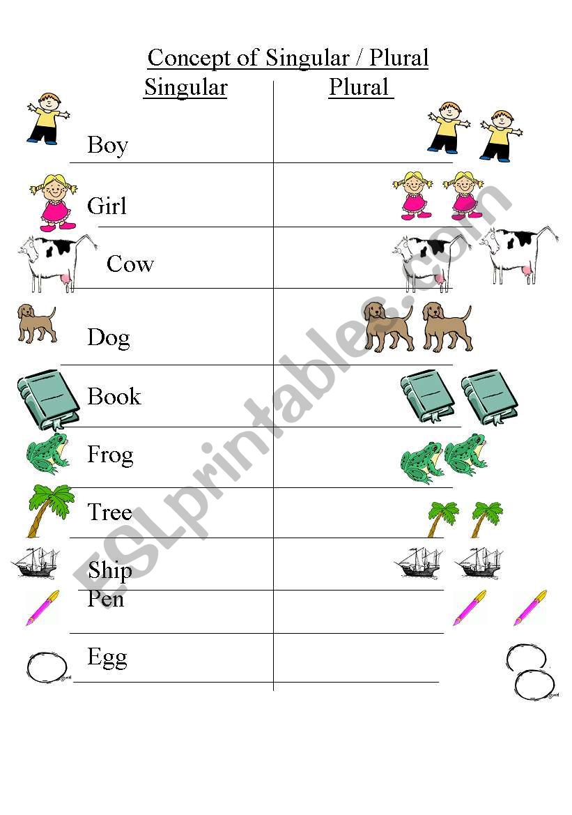 Singular/Plural - ESL worksheet by Miss J.Sabir