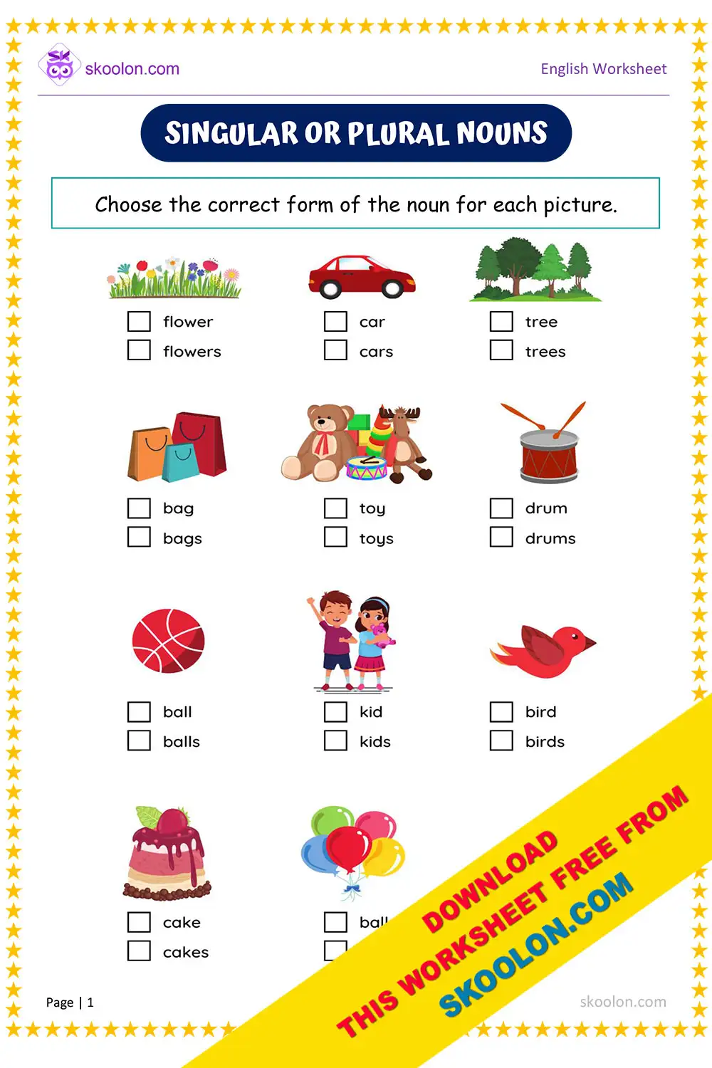 Singular and Plural Nouns-5 - skoolon.com