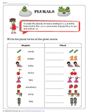 Singular and Plural Nouns Worksheets