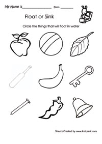 Class 2 Activity Sheet To Circle That Float In Water,Activity ...
