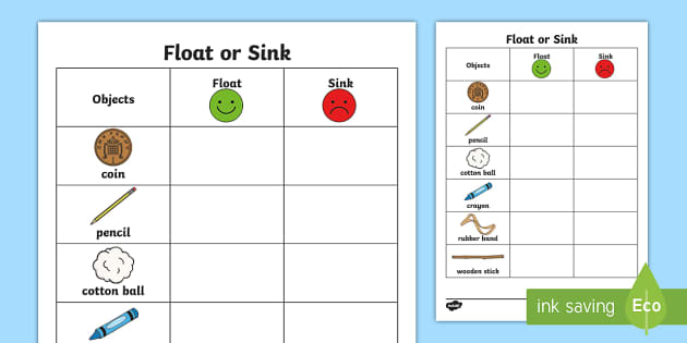 FREE! - Objects That Sink in Water or Float in Water Science Sheet