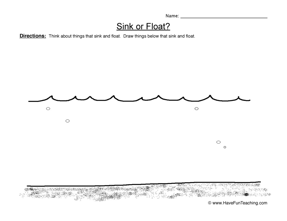 Sink Float Examples Worksheet  