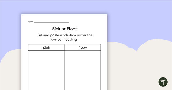 sink or float worksheet for kindergarten