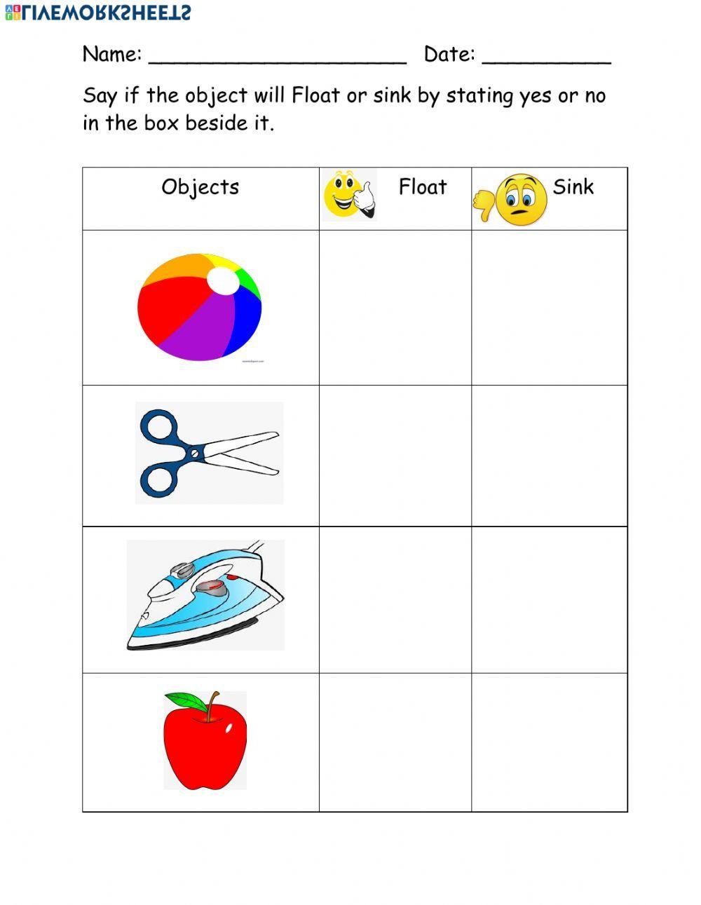 Sinking and Floating worksheet Live Worksheets Worksheets Library