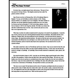 sir isaac newton worksheet