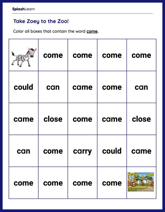 site word worksheet for